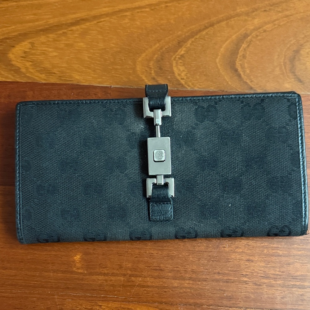 Gucci Black Wallet with Silver Accents